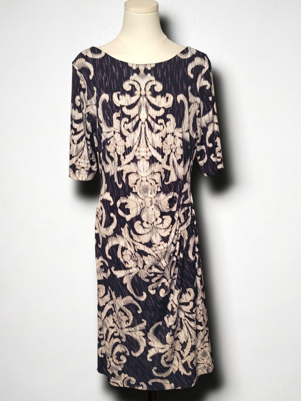 CONNECTED APPAREL - Size 14  Wine and Cream  Midi Dress